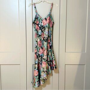 Vintage Victoria’s Secret Gold Label Floral Asymmetrical Hem Slip Midi Length M